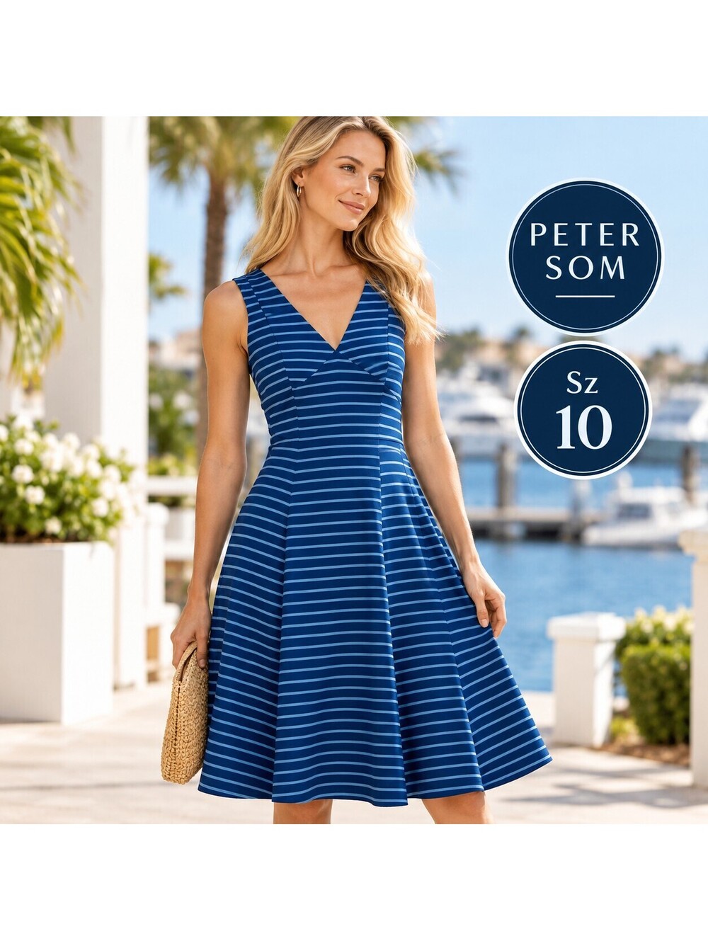 Peter Som | Sz 10 | striped blue skater dress